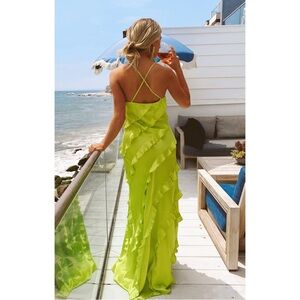 Show Me Your MuMu Vibrant Lime satin Maxi Dress